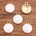 Gold alloy soccer ball enamel pendants DIY jewelry making charms wholesale lot craft supply - Small (15X18mm) / 1 Piece / White