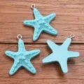 Ciondolo Charm Stella Marina in Resina Blu Accessorio DIY per Custodia Telefono 3pz - 1 Pezzo / Ciano