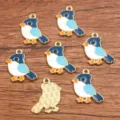 DIY alloy enamel bird charms KC gold drop pendants cute multi-color parrot jewelry findings - 20x23mm