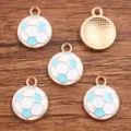Cross-border alloy football drip oil pendant charm DIY jewelry accessories for handmade crafts. - Small (15X18mm) / 1 Piece / Blue