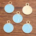 Light blue basketball metal charms, enamel alloy pendant jewelry making accessories, 5pcs - Small (1.1g) / 17x21mm / Blue