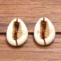 Acrylic cowrie shell beads variant, white and brown, perfect for DIY bracelets and marine jewelry. - Style 5 Simulation Cowrie / 1 Piece Pack (13x18mm)
