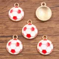 Football enamel metal alloy charms DIY jewelry pendants set, colorful sports accessories. - Small (15X18mm) / 1 Piece / Red