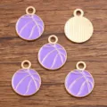 Purple basketball metal charms, alloy enamel pendant DIY jewelry making accessories set. - Small (1.1g) / 17x21mm / Purple