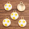 Soccer enamel charm pendant, yellow and white alloy DIY jewelry making accessories variant. - Small (15X18mm) / 1 Piece / Yellow