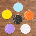 Colorful basketball enamel metal charms pendants for DIY jewelry making craft supply - Large (2.6g) / 26x29mm / Random Mixed Colors