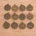 12 signes astrologiques pendentifs en alliage bronze bijoux vintage accessoires 17x21mm - Bronze Antique - Kit 12 Pcs / 12 Pcs/Kit