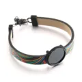 Nahaufnahme Detail DIY Rohling Lünette Lederarmband Legierung Schale Mode Schmuck Zubehör - Muster Nr. 2 - 18 mm Schwarz