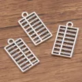 Pendentif breloque abaque en métal argenté vintage pour fabrication de bijoux DIY - Style Abaque Rétro