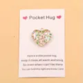 Pocket Hug resin glitter heart pendant gift token with greeting card for sweet love - 1 Piece / Type 1 (Rainbow Glitter)