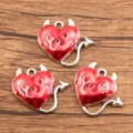 Red devil heart alloy charms, gothic DIY jewelry pendants for necklaces and earrings making. - Devil Tail Heart Pendant (Style 2) / 24x27mm