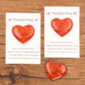 Red Glitter Heart Resin Pocket Hug Token Gift With Greeting Card Variant Item Option - Red