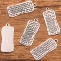 Silver tone keyboard alloy charms DIY jewelry pendants for bracelet necklace crafts - Keyboard Style / 13x30mm
