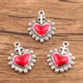 Retro gothic sacred heart cross alloy charms for DIY handmade earrings and necklaces jewelry. - Cross Heart Pendant (Style 3) / 18x22mm