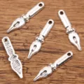 Silver fountain pen nib charms alloy DIY jewelry pendants for handmade crafts necklace - Pen Nib Style / 7x32mm