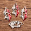 Ciondolo in lega cuore ala angelo demone smalto rosso vintage per collana orecchini fai da te. - Ciondolo Ala Angelo Diavolo Smaltato Rosso N. 4 (23X46mm)