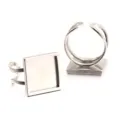 Edelstahl quadratische Ringrohlinge verstellbar DIY Schmuck Zubehör Fassung Basen - 14mm / Stahlfarben