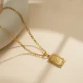 Collar Con Colgante Letra M Oro Acero Inoxidable Joyería Hip Hop Diseño Cuadrado Elegante - Letra-M / Dorado