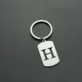 Stainless Steel Letter H Dog Tag Keychain Metal Key Ring Backpack Pendant Accessory - Letter H Style