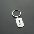 Stainless steel letter I keychain dog tag metal key ring backpack accessory pendant - Letter I Style