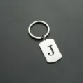 Stainless steel letter J dog tag keychain titanium steel key ring backpack pendant - Letter J Style