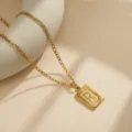 Collar de acero inoxidable dorado con colgante cuadrado letra R para hombre joya de hip hop - Letra-R / Dorado