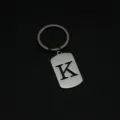 Stainless steel letter K keychain dog tag pendant metal backpack accessory rings - Letter K Style