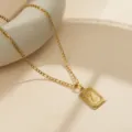 Collar con Colgante Letra Z Oro Acero Inoxidable Cuadrado Charm Joyería Hip Hop - Letra-Z / Dorado