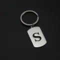 Stainless steel letter S dog tag keychain, metal alphabet keyring for backpack accessory. - Letter S Style