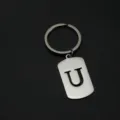 Stainless steel letter U dog tag keychain with metal key ring for backpack accessory - Letter U Style