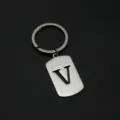 Stainless Steel Letter V Dog Tag Keychain Metal Ring Backpack Pendant Accessories - Style Letter V