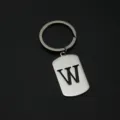Stainless steel letter W keychain dog tag keyring metal bag charm pendant fashion accessory - Letter W Style