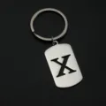 Stainless steel letter X keychain dog tag titanium steel keyring backpack accessory pendant - Letter X Style
