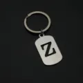 Stainless steel alphabet letter Z dog tag keychain metal ring pendant backpack accessory - Letter Z Style