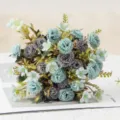 Bouquet di fiori artificiali decorazione casa finti fiori garofano blu viola composizione floreale - Blu