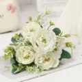 Bouquet di fiori di peonia artificiali fiori finti di seta bianca decorazione casa - Bianco