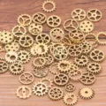 Mini engranajes metálicos steampunk dijes para hacer joyas de bricolaje paquete 100g - H Oro Antiguo 100g / 100 g