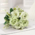 Bouquet di fiori di peonia artificiali decorazione floreale in seta per interni soggiorno - Verde