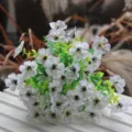 Artificial violet flower bouquet detail showing white flowers with purple veins for home decor. - White