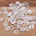 Mini ingranaggi meccanici steampunk in lega ciondoli per creazione gioielli fai da te. - I Argento Lucido 100g / 100g