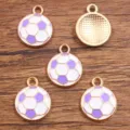 Wholesale enamel soccer football charms alloy gold tone pendants for DIY jewelry making accessories. - Small (15X18mm) / 1 Piece / Purple