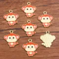 Deliziosi ciondoli scimmia smalto lega accessori per gioielli fai da te creazione animali. - Stile Scimmia (11G5) / 17x20mm / rosso marrone