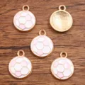 Pink and white soccer enamel alloy charm pendant for DIY jewelry making and crafting pieces. - Small (15X18mm) / 1 Piece / Pink