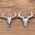 Stainless steel bull skull charm pendant for DIY bracelet necklace jewelry making accessories. - Style 1 Bull Head / 19x21mm / Steel