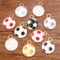 Multi-color football enamel alloy charms for DIY jewelry making, cute sports pendants. - Medium (17X21mm) / 1 Piece / Random Mixed Colors