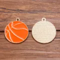 Orange basketball enamel alloy pendant charm for DIY jewelry making accessories variant. - Large (2.6g) / 26x29mm / Orange