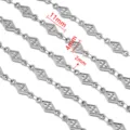 Edelstahl Diamant Ketten Glied Schmuck Zubehoer fuer DIY Halskette Accessoire 11mm - Stil 2 Raute / 50cm / Stahlfarben