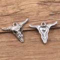Stainless steel bull skull pendant charm for DIY bracelet necklace jewelry making accessories - No.2 Bull Head / 19x23mm / Steel