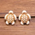 Acrylic turtle bead charm, brown and white sea animal DIY jewelry accessory variant. - Style 11 Simulation Marine Sea Turtle (10C13/34) / 1 Piece (16x20mm)