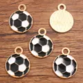Cute black and white soccer ball alloy enamel charms for DIY jewelry making and pendants. - Medium (17X21mm) / 1 Piece / Black